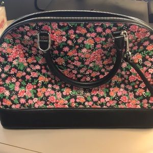 Coach black floral print satchel